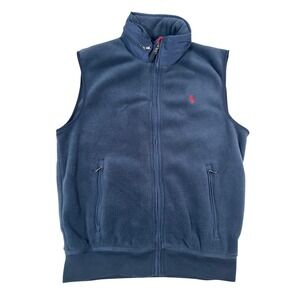 Polo Ralph Lauren Mens Vest Fleece Full Zip Blue‎ Red Pony Logo Size Large